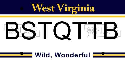 BSTQTTB West Virginia License Plate
