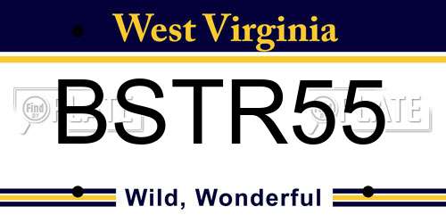 BSTR55 West Virginia License Plate