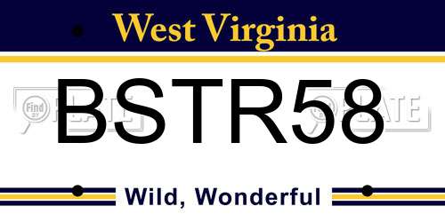 BSTR58 West Virginia License Plate