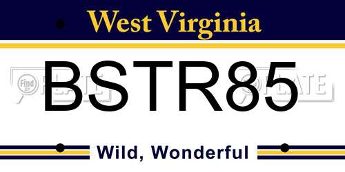 BSTR85 West Virginia License Plate