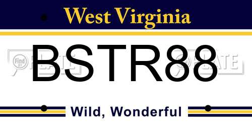 BSTR88 West Virginia License Plate