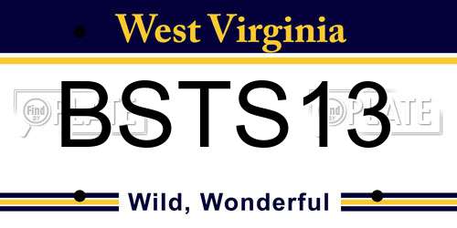 BSTS13 West Virginia License Plate