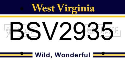 BSV2935 West Virginia License Plate