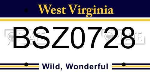 BSZ0728 West Virginia License Plate