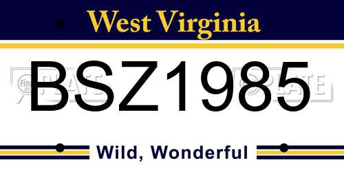 BSZ1985 West Virginia License Plate