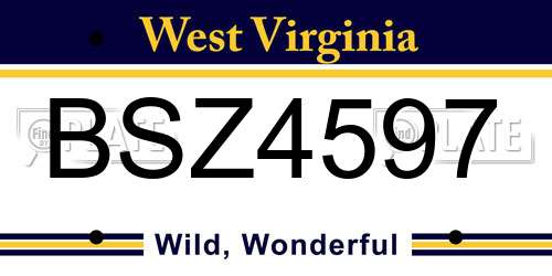 BSZ4597 West Virginia License Plate
