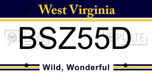 BSZ55D West Virginia License Plate