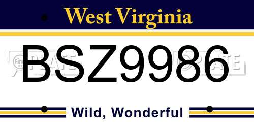 BSZ9986 West Virginia License Plate