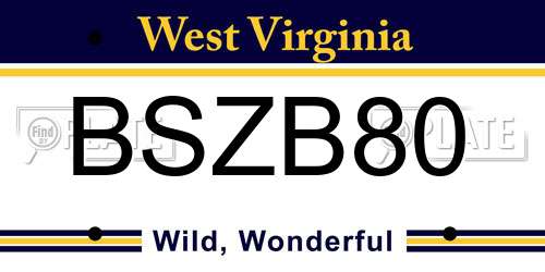BSZB80 West Virginia License Plate