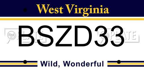 BSZD33 West Virginia License Plate