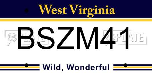 BSZM41 West Virginia License Plate