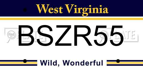 BSZR55 West Virginia License Plate