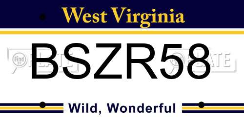 BSZR58 West Virginia License Plate