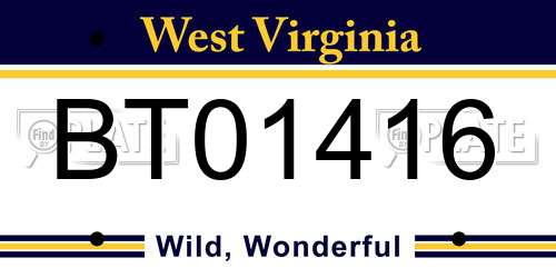 BT01416 West Virginia License Plate