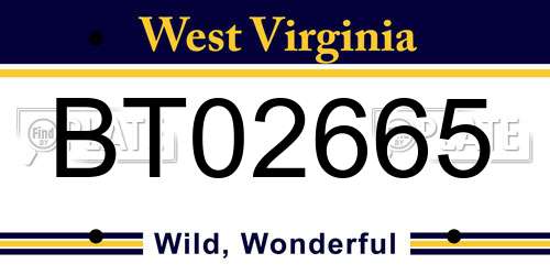 BT02665 West Virginia License Plate