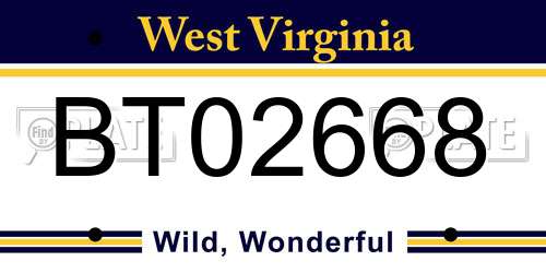BT02668 West Virginia License Plate