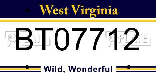 BT07712 West Virginia License Plate