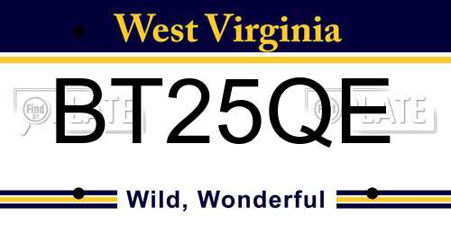 BT25QE West Virginia License Plate