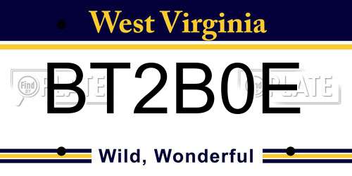 BT2B0E West Virginia License Plate