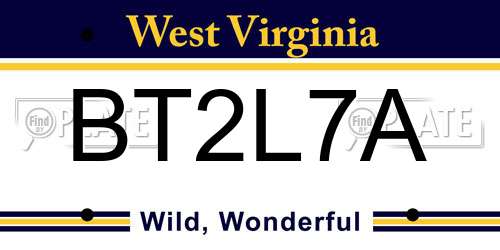 BT2L7A West Virginia License Plate