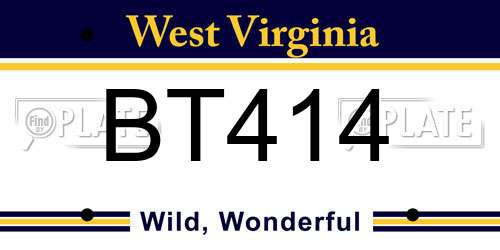 BT414 West Virginia License Plate