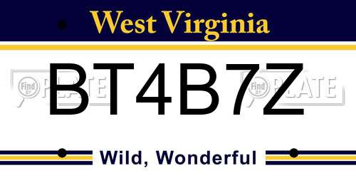 BT4B7Z West Virginia License Plate