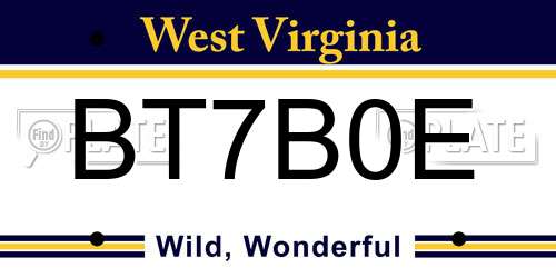 BT7B0E West Virginia License Plate
