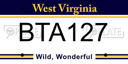 BTA127 West Virginia License Plate