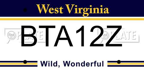 BTA12Z West Virginia License Plate