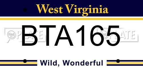 BTA165 West Virginia License Plate