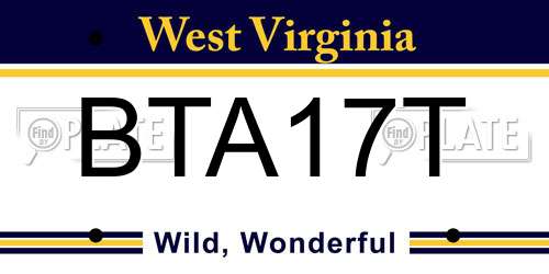 BTA17T West Virginia License Plate