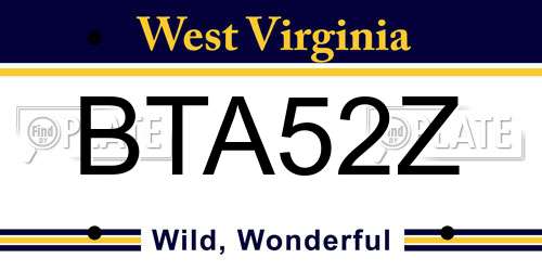BTA52Z West Virginia License Plate
