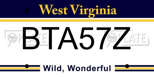 BTA57Z West Virginia License Plate