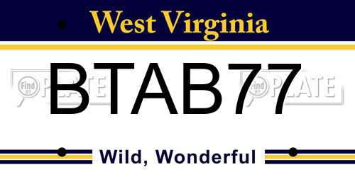 BTAB77 West Virginia License Plate
