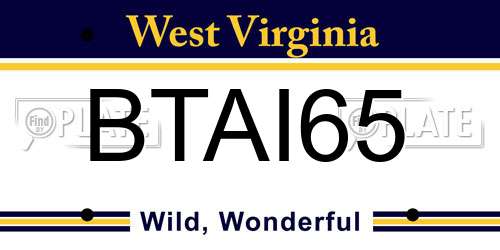 BTAI65 West Virginia License Plate