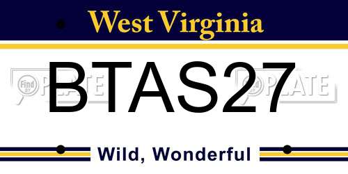 BTAS27 West Virginia License Plate