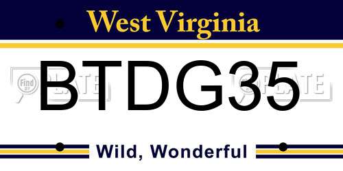 BTDG35 West Virginia License Plate
