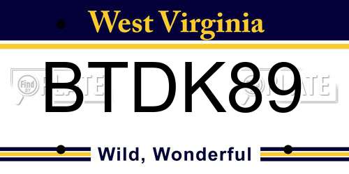 BTDK89 West Virginia License Plate