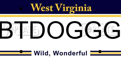 BTDOGGG West Virginia License Plate