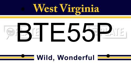 BTE55P West Virginia License Plate