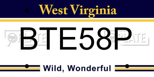 BTE58P West Virginia License Plate