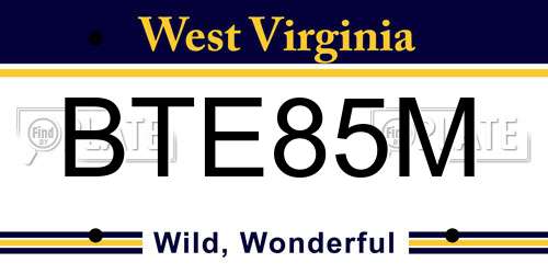 BTE85M West Virginia License Plate