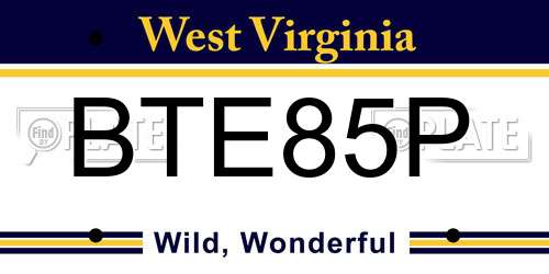 BTE85P West Virginia License Plate