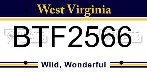 BTF2566 West Virginia License Plate