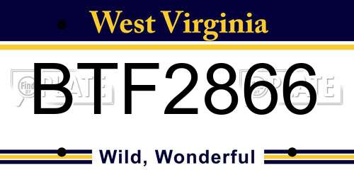 BTF2866 West Virginia License Plate