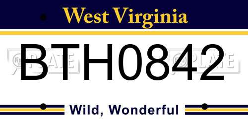 BTH0842 West Virginia License Plate