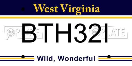 BTH32I West Virginia License Plate