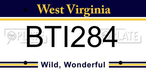BTI284 West Virginia License Plate