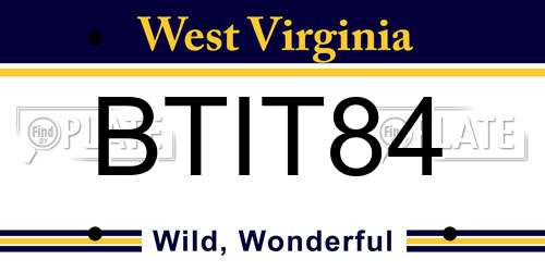 BTIT84 West Virginia License Plate