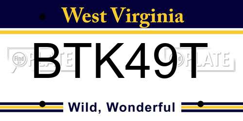 BTK49T West Virginia License Plate